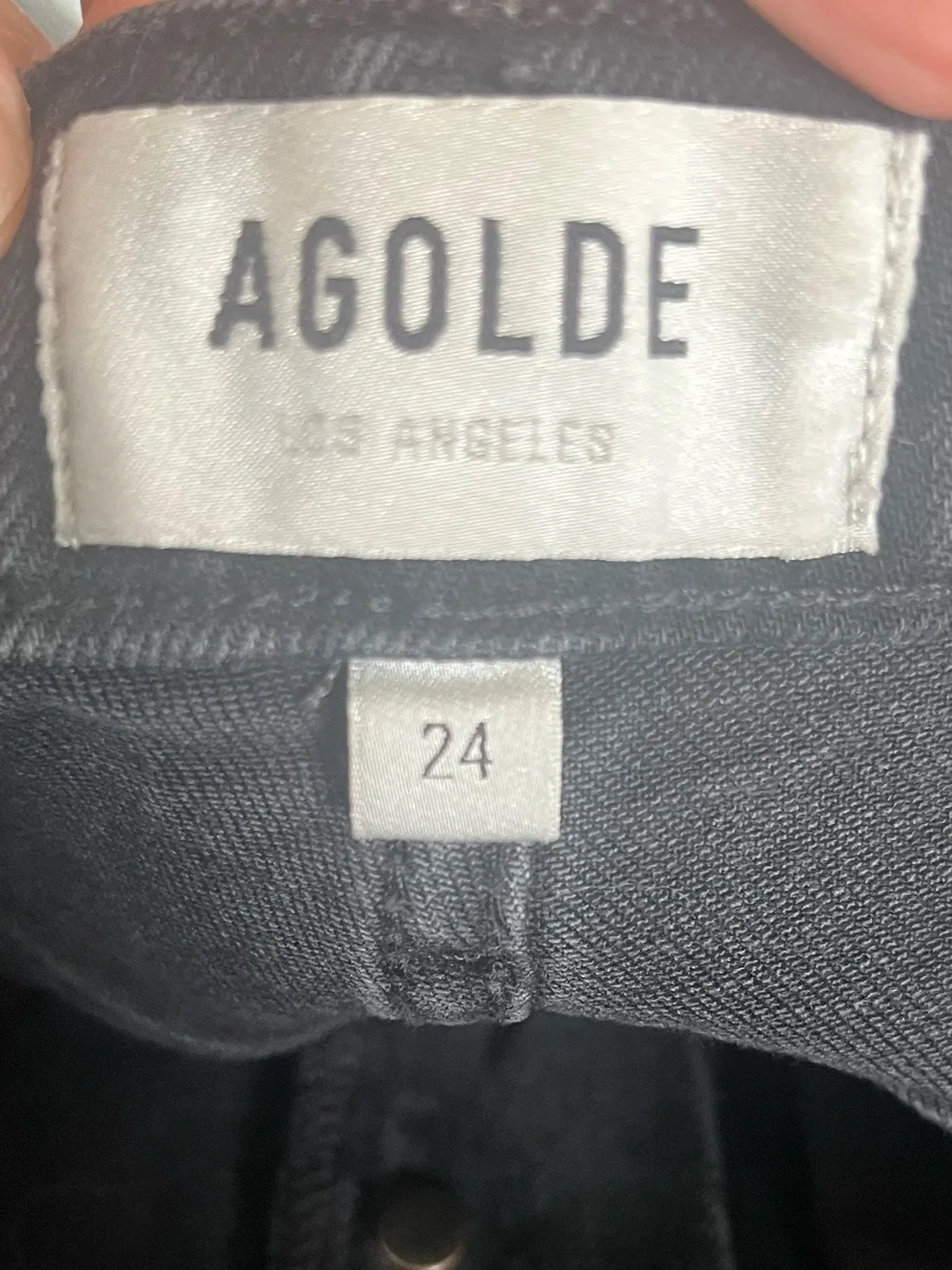 AGOLDE Riley Black High Rise Straight Crop Distressed Button Fly Jeans Size 24 - Picture 9 of 9